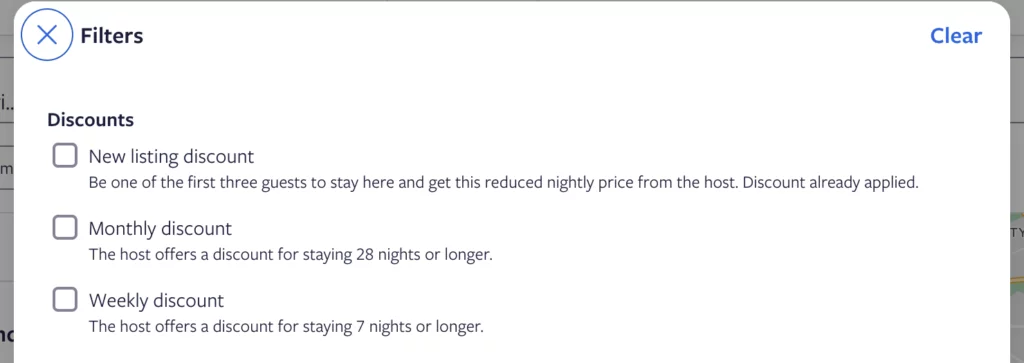 Vrbo filter page with promotion discountsIs - are VRBO better than Airbnb?